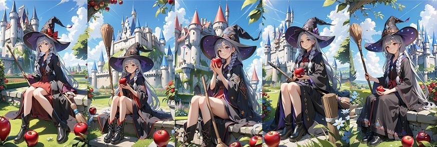 「red apple」を強調した画像。(red apple:1.2)