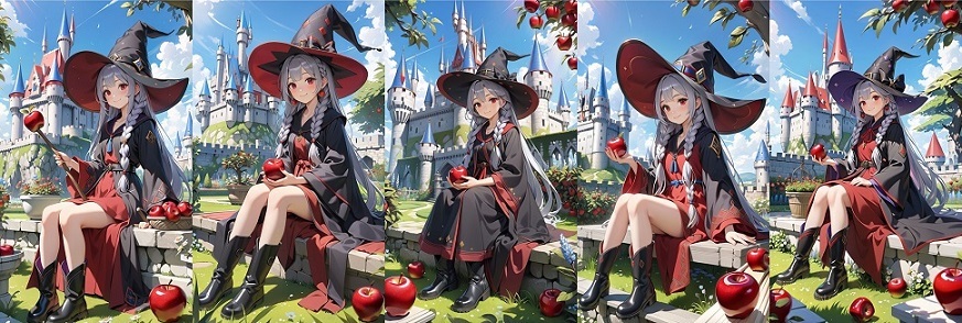 「red apple」を強調した画像。(red apple:2.0)