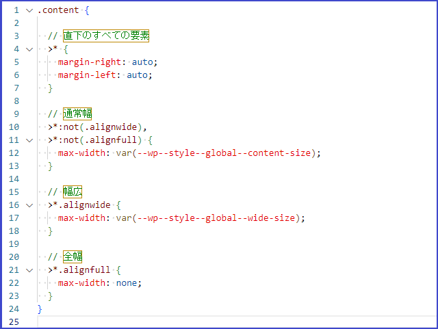 コンテンツ部分のSCSSの例