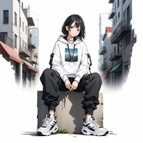 ストリート系ファッションのAIイラスト（Stable Diffusion生成）