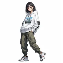 ストリート系ファッションのAIイラスト（Stable Diffusion生成）