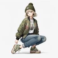 ストリート系ファッションのAIイラスト（Stable Diffusion生成）