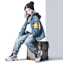 ストリート系ファッションのAIイラスト（Stable Diffusion生成）