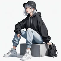 ストリート系ファッションのAIイラスト（Stable Diffusion生成）