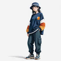 ストリート系ファッションのAIイラスト（Stable Diffusion生成）