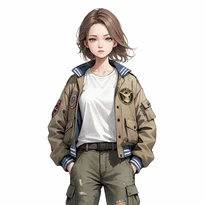 ミリタリー系ファッションのAIイラスト（Stable Diffusion生成）