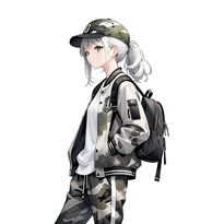ミリタリー系ファッションのAIイラスト（Stable Diffusion生成）
