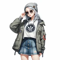 ミリタリー系ファッションのAIイラスト（Stable Diffusion生成）