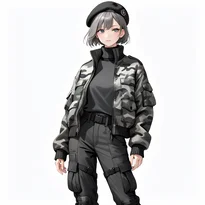 ミリタリー系ファッションのAIイラスト（Stable Diffusion生成）