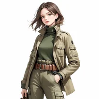 ミリタリー系ファッションのAIイラスト（Stable Diffusion生成）