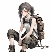 ミリタリー系ファッションのAIイラスト（Stable Diffusion生成）