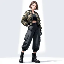 ミリタリー系ファッションのAIイラスト（Stable Diffusion生成）
