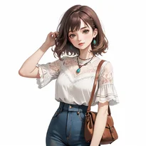 ヴィンテージ／古着系ファッションのAIイラスト（Stable Diffusion生成）