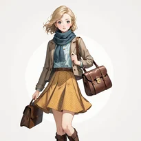 ヴィンテージ／古着系ファッションのAIイラスト（Stable Diffusion生成）