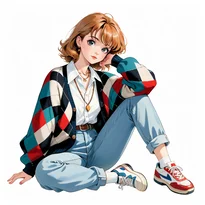 ヴィンテージ／古着系ファッションのAIイラスト（Stable Diffusion生成）