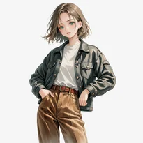 ヴィンテージ／古着系ファッションのAIイラスト（Stable Diffusion生成）