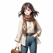 ヴィンテージ／古着系ファッションのAIイラスト（Stable Diffusion生成）