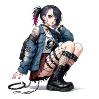 パンク系ファッションのAIイラスト（Stable Diffusion生成）
