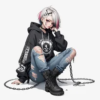 パンク系ファッションのAIイラスト（Stable Diffusion生成）