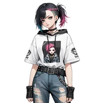 パンク系ファッションのAIイラスト（Stable Diffusion生成）