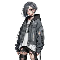 パンク系ファッションのAIイラスト（Stable Diffusion生成）