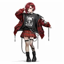 パンク系ファッションのAIイラスト（Stable Diffusion生成）