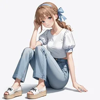 フェミニン系ファッションのAIイラスト（Stable Diffusion生成）