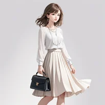 フェミニン系ファッションのAIイラスト（Stable Diffusion生成）