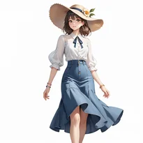 フェミニン系ファッションのAIイラスト（Stable Diffusion生成）