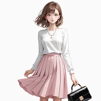 フェミニン系ファッションのAIイラスト（Stable Diffusion生成）