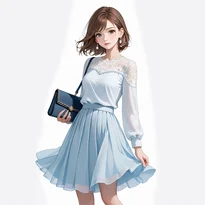 フェミニン系ファッションのAIイラスト（Stable Diffusion生成）
