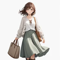 フェミニン系ファッションのAIイラスト（Stable Diffusion生成）