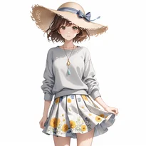 フェミニン系ファッションのAIイラスト（Stable Diffusion生成）