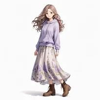 フェミニン系ファッションのAIイラスト（Stable Diffusion生成）