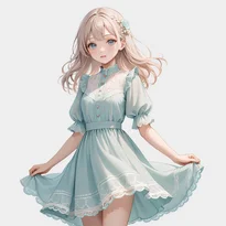 フェミニン系ファッションのAIイラスト（Stable Diffusion生成）