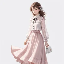 フェミニン系ファッションのAIイラスト（Stable Diffusion生成）