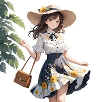 フェミニン系ファッションのAIイラスト（Stable Diffusion生成）