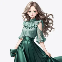 フェミニン系ファッションのAIイラスト（Stable Diffusion生成）