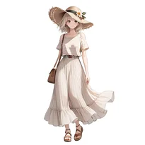 フェミニン系ファッションのAIイラスト（Stable Diffusion生成）