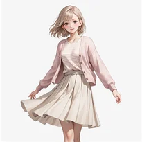 フェミニン系ファッションのAIイラスト（Stable Diffusion生成）