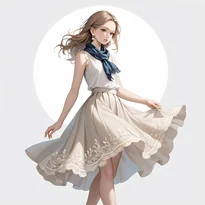 フェミニン系ファッションのAIイラスト（Stable Diffusion生成）