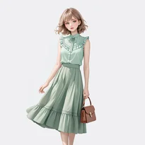 フェミニン系ファッションのAIイラスト（Stable Diffusion生成）