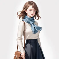 フェミニン系ファッションのAIイラスト（Stable Diffusion生成）