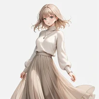 フェミニン系ファッションのAIイラスト（Stable Diffusion生成）