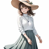 フェミニン系ファッションのAIイラスト（Stable Diffusion生成）