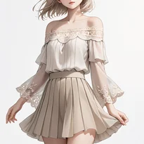 フェミニン系ファッションのAIイラスト（Stable Diffusion生成）