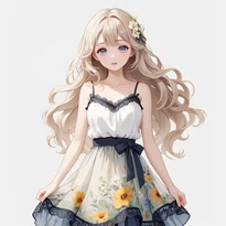 フェミニン系ファッションのAIイラスト（Stable Diffusion生成）