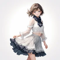フェミニン系ファッションのAIイラスト（Stable Diffusion生成）