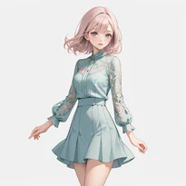 フェミニン系ファッションのAIイラスト（Stable Diffusion生成）