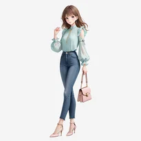 フェミニン系ファッションのAIイラスト（Stable Diffusion生成）